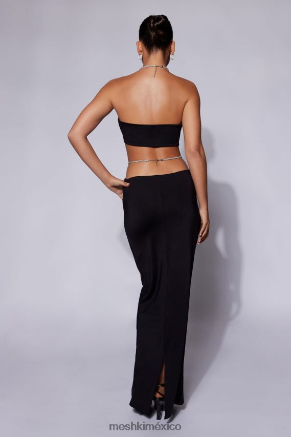 Meshki Bandeau fruncido con cuerda y diamantes de rubí negro ropa H48F8H1120