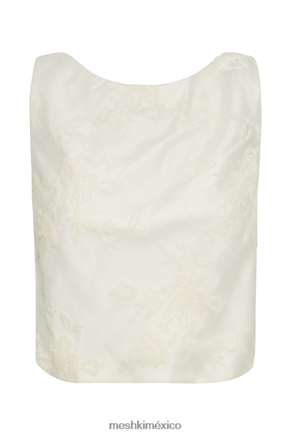 Meshki Top Mona de terciopelo desgastado con espalda descubierta blanco ropa H48F8H841