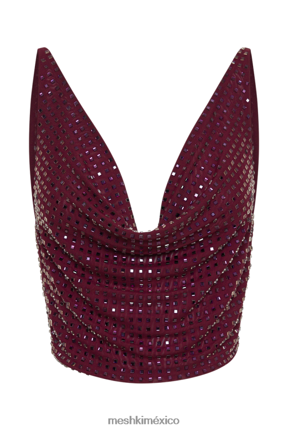 Meshki Top desbocado cuadrado con strass de Ellery baya ropa H48F8H793