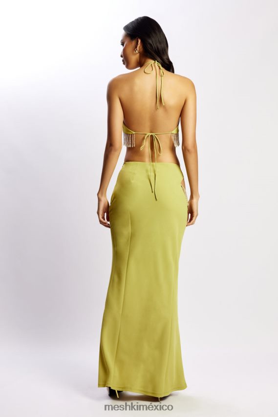 Meshki Top halter triangular con abertura en forma de cerradura y flecos de Jayleen monasterio ropa H48F8H1135