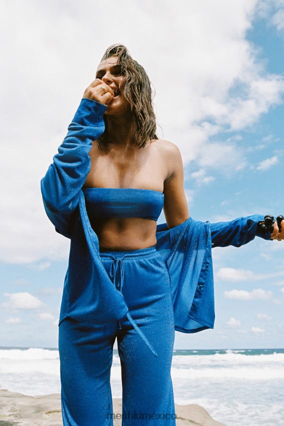 Meshki Top tipo pareo Lucille Shimmer brillo de cobalto ropa H48F8H1081