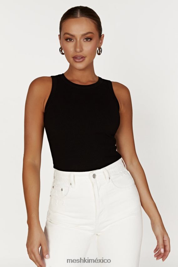 Meshki camiseta sin mangas de canalé zanna negro ropa H48F8H908