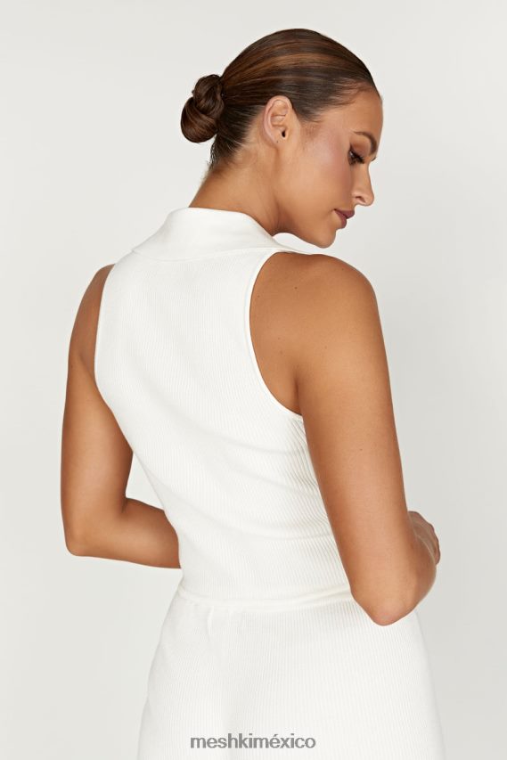 Meshki camiseta sin mangas de punto con cuello viola blanco ropa H48F8H929