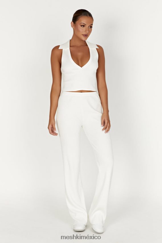 Meshki camiseta sin mangas de punto con cuello viola blanco ropa H48F8H929