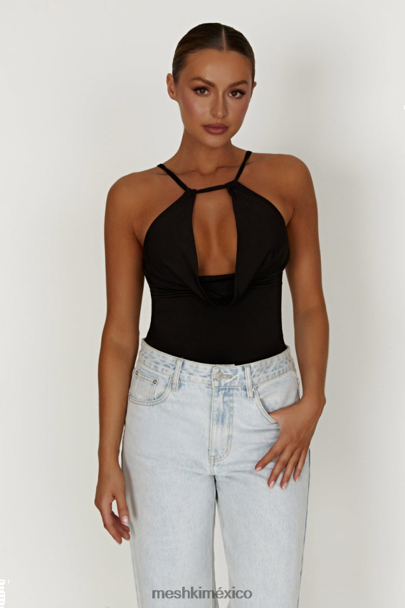 Meshki top ajustado con palangre deanna negro ropa H48F8H955