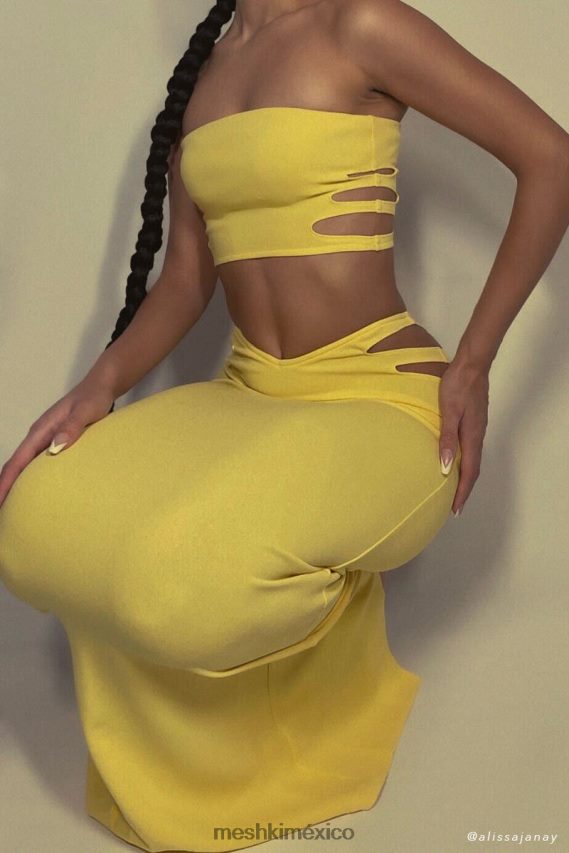 Meshki top bandeau con abertura audrina amarillo ropa H48F8H1190