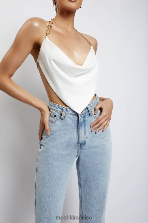 Meshki top brianna con capucha y cadena dorada blanco ropa H48F8H1181