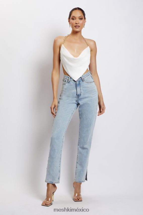 Meshki top brianna con capucha y cadena dorada blanco ropa H48F8H1181