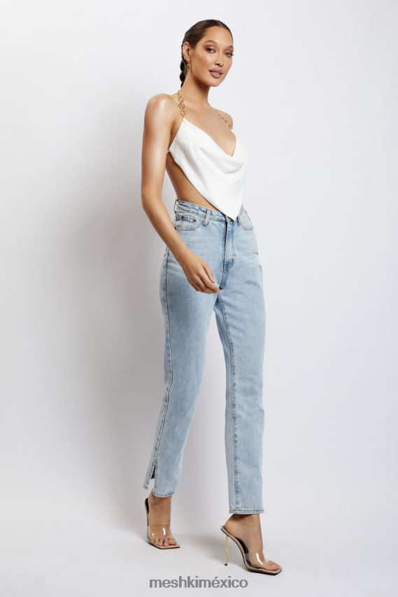 Meshki top brianna con capucha y cadena dorada blanco ropa H48F8H1181