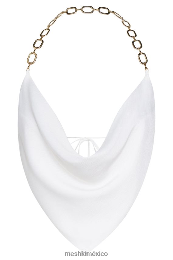 Meshki top brianna con capucha y cadena dorada blanco ropa H48F8H1181
