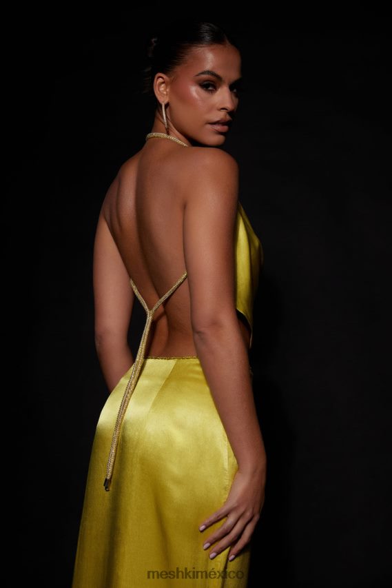 Meshki top con cuello desbocado y cuerda de christie diamante monasterio ropa H48F8H1028