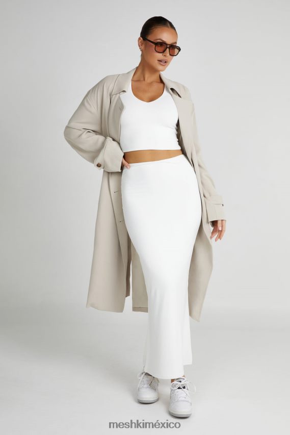 Meshki top con cuello en v de nailon reciclado olympia blanco ropa H48F8H799