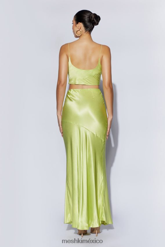 Meshki top con cuello vuelto y satén poppy verde pistacho ropa H48F8H1029