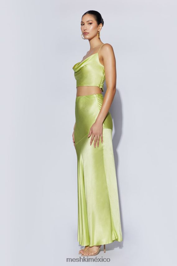 Meshki top con cuello vuelto y satén poppy verde pistacho ropa H48F8H1029