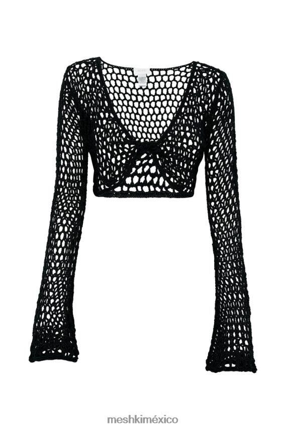 Meshki top corto de croché retorcido Hallie negro ropa H48F8H1133