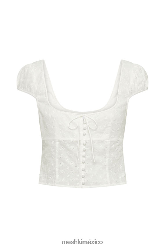 Meshki top cressida de algodón inglés con mangas abullonadas blanco ropa H48F8H895
