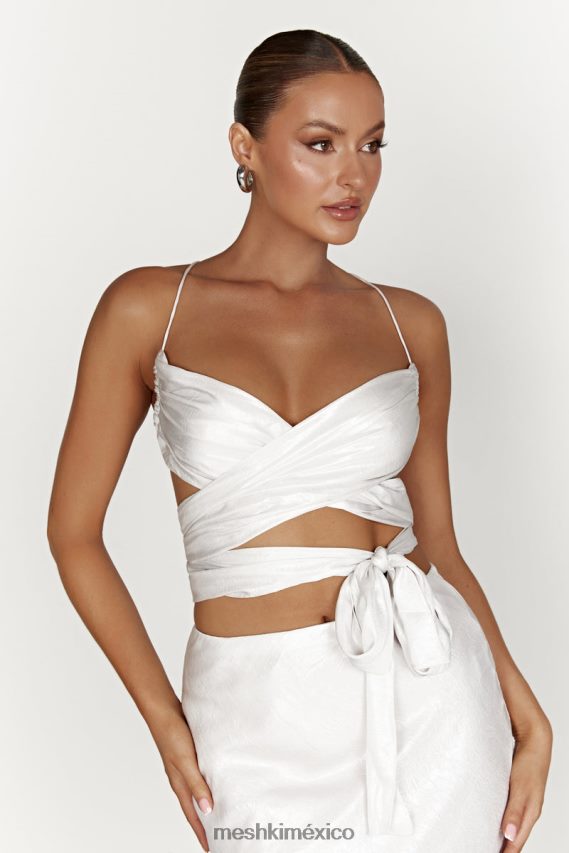 Meshki top cruzado con lazo georgie perla ropa H48F8H1004