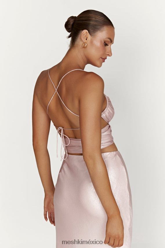 Meshki top cruzado con lazo georgie rubor rosa ropa H48F8H958