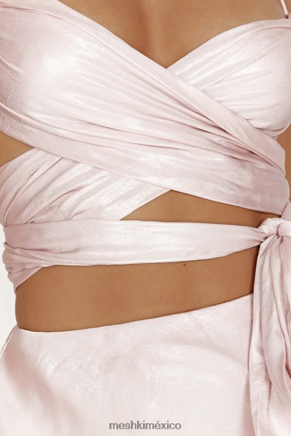 Meshki top cruzado con lazo georgie rubor rosa ropa H48F8H958