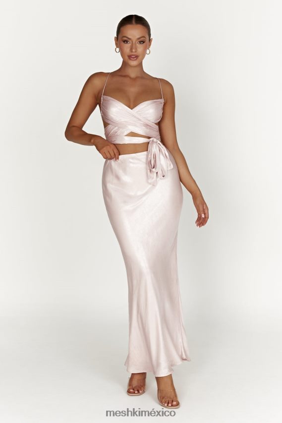 Meshki top cruzado con lazo georgie rubor rosa ropa H48F8H958