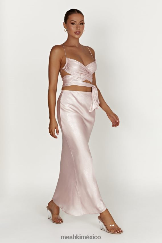 Meshki top cruzado con lazo georgie rubor rosa ropa H48F8H958