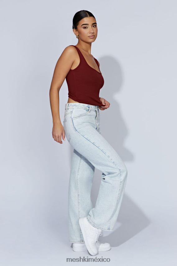 Meshki top de canalé con cuello cuadrado meghan chocolate con cerezas ropa H48F8H981