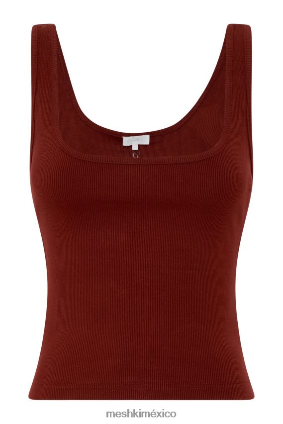Meshki top de canalé con cuello cuadrado meghan chocolate con cerezas ropa H48F8H981
