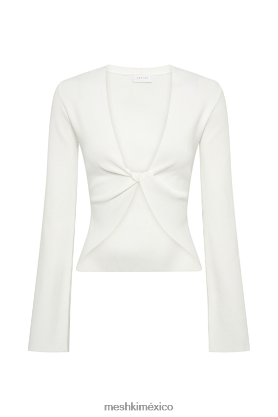 Meshki top de manga larga de punto retorcido Carol blanco ropa H48F8H824