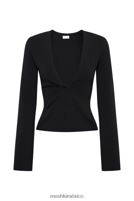 Meshki top de manga larga de punto retorcido Carol negro ropa H48F8H831