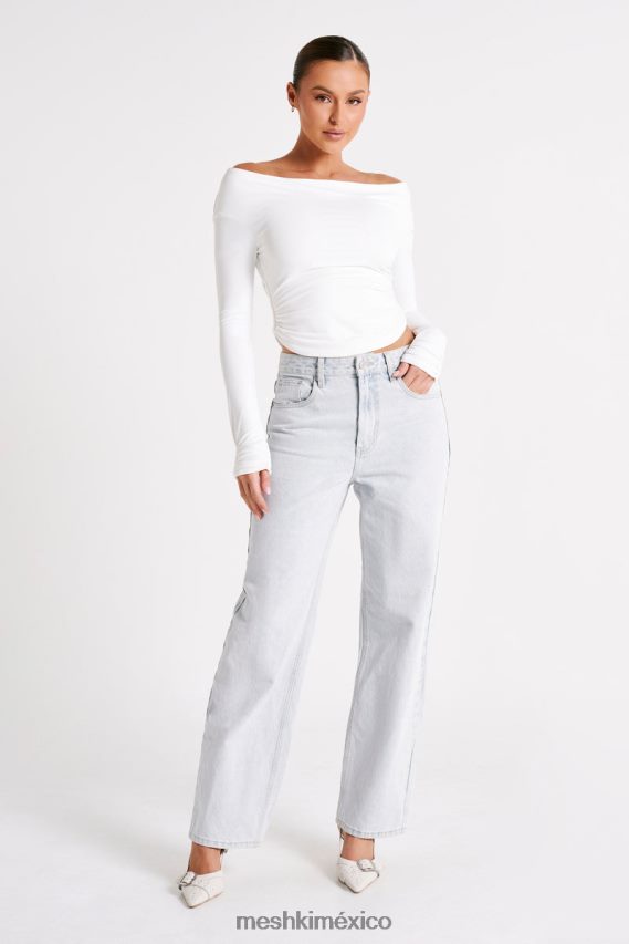 Meshki top de manga larga emma de nailon reciclado blanco ropa H48F8H751