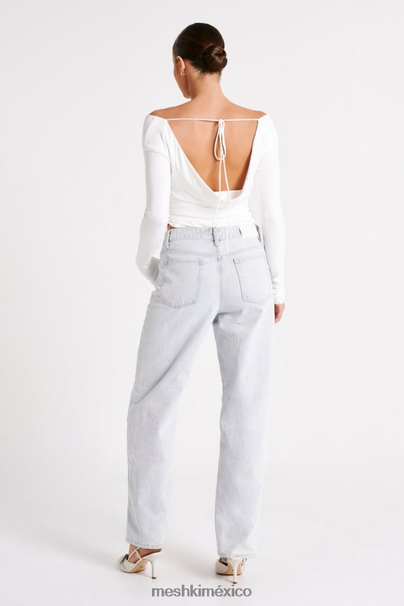 Meshki top de manga larga emma de nailon reciclado blanco ropa H48F8H751