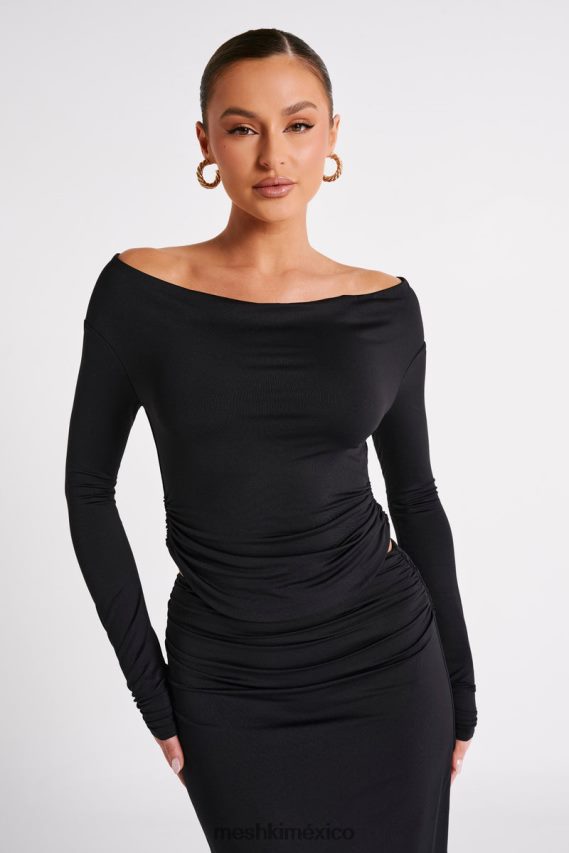 Meshki top de manga larga emma de nailon reciclado negro ropa H48F8H769