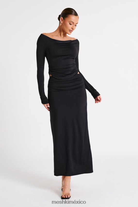 Meshki top de manga larga emma de nailon reciclado negro ropa H48F8H769