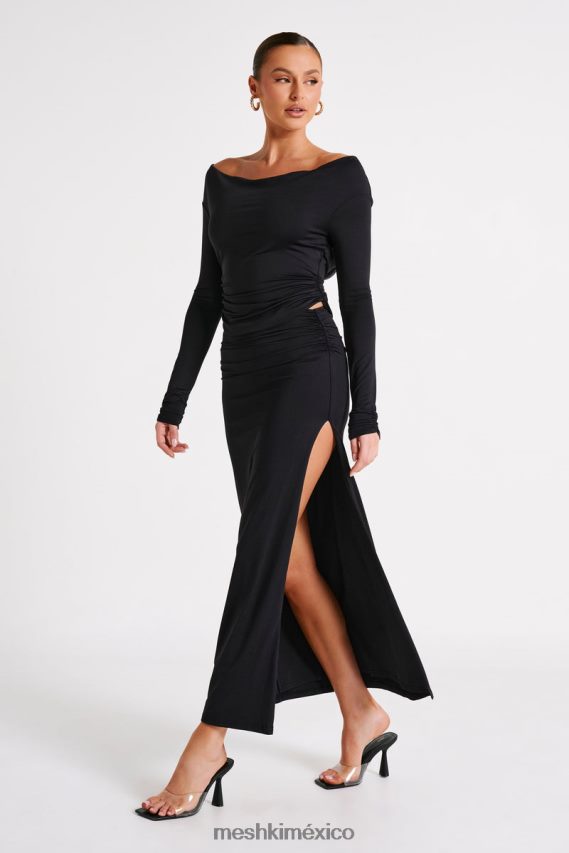 Meshki top de manga larga emma de nailon reciclado negro ropa H48F8H769