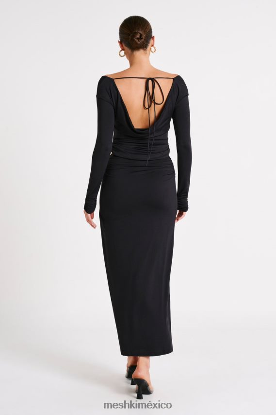 Meshki top de manga larga emma de nailon reciclado negro ropa H48F8H769