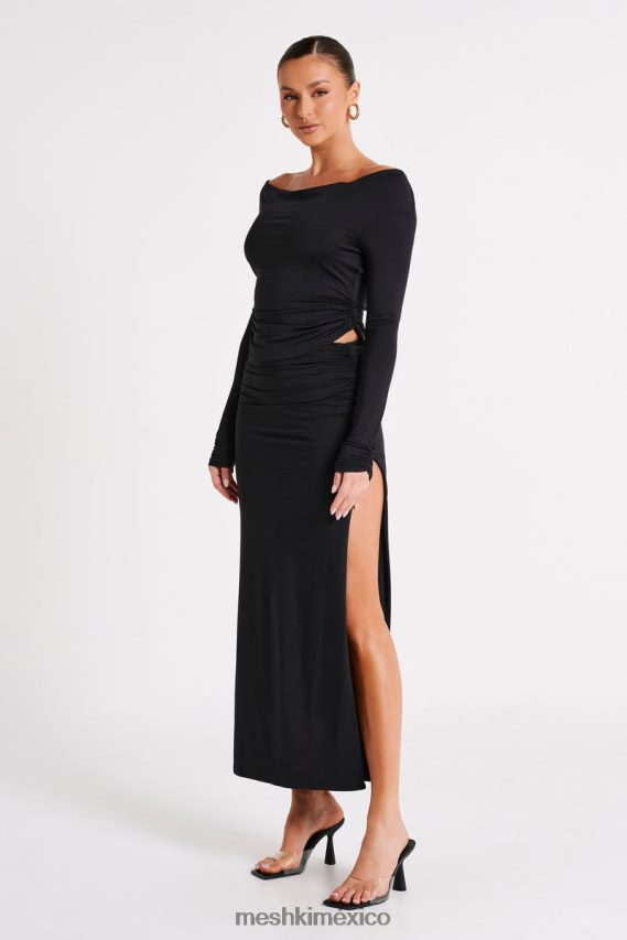 Meshki top de manga larga emma de nailon reciclado negro ropa H48F8H769