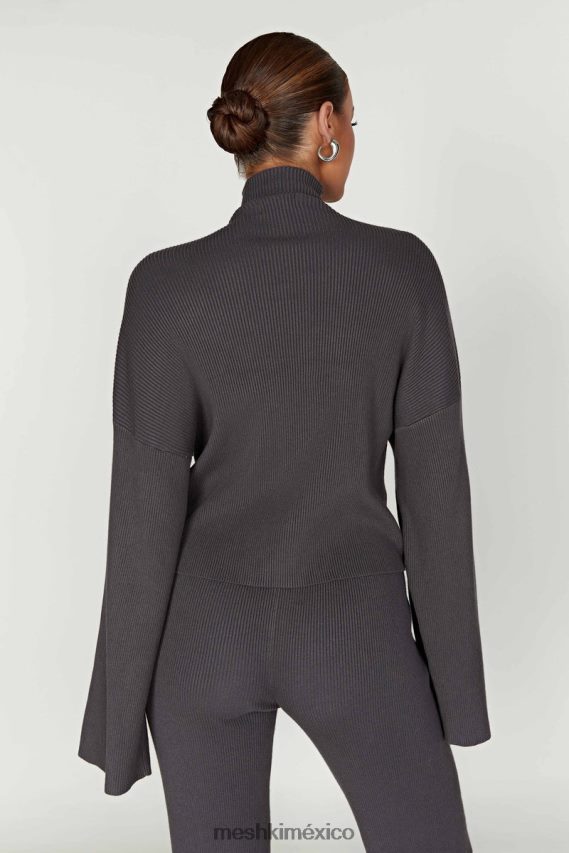 Meshki top de punto con cuello alto winona carbón ropa H48F8H905