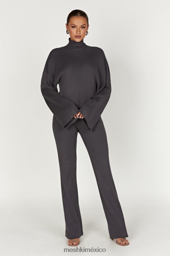 Meshki top de punto con cuello alto winona carbón ropa H48F8H905