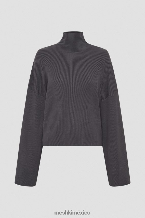 Meshki top de punto con cuello alto winona carbón ropa H48F8H905