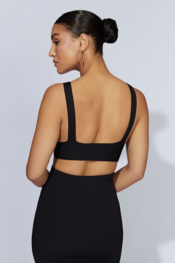 Meshki top de punto con parte delantera retorcida Kaesha negro ropa H48F8H872