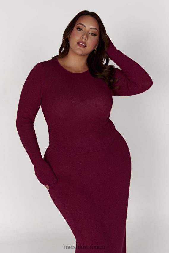 Meshki top de punto maribelle de manga larga vino ropa H48F8H889