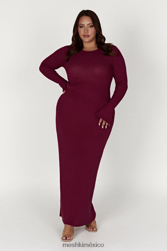 Meshki top de punto maribelle de manga larga vino ropa H48F8H889