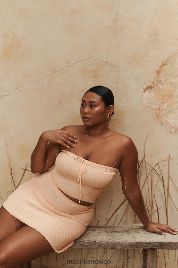 Meshki top de tubo de punto estilo gofre kyra albaricoque ropa H48F8H765