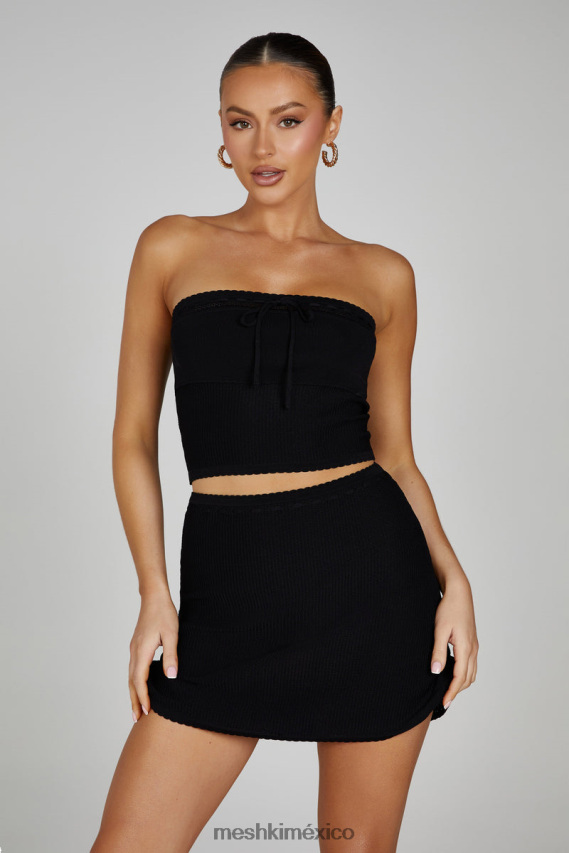 Meshki top de tubo de punto estilo gofre kyra negro ropa H48F8H804
