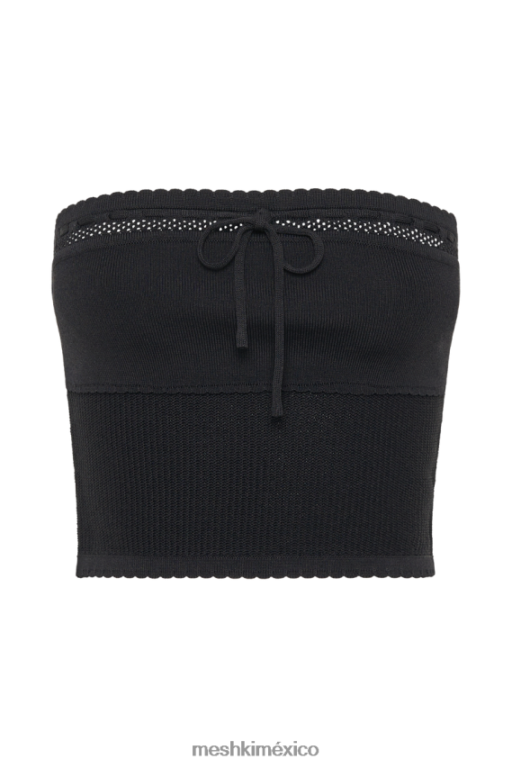 Meshki top de tubo de punto estilo gofre kyra negro ropa H48F8H804