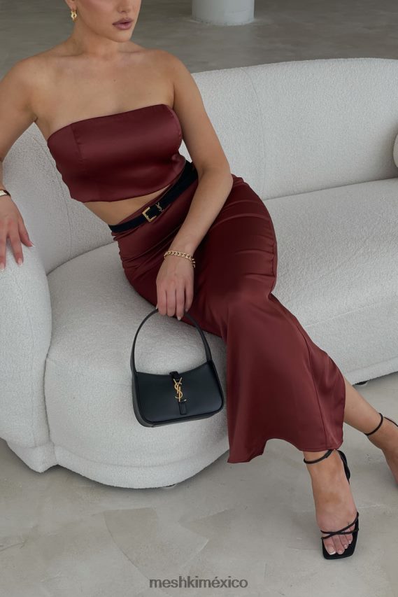 Meshki top de tubo de satén monique chocolate con cerezas ropa H48F8H1056