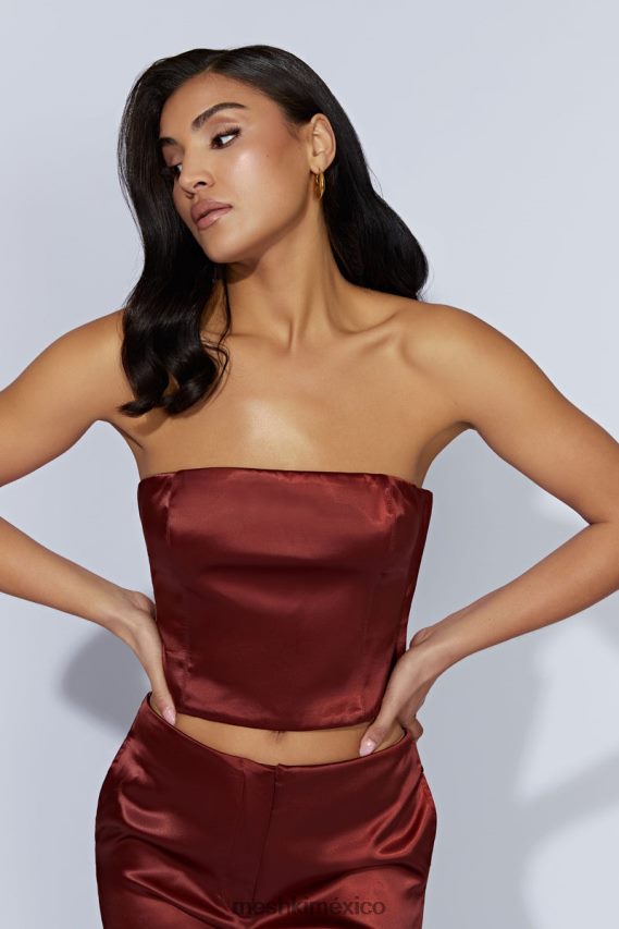 Meshki top de tubo de satén monique chocolate con cerezas ropa H48F8H1056