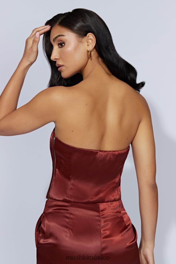 Meshki top de tubo de satén monique chocolate con cerezas ropa H48F8H1056