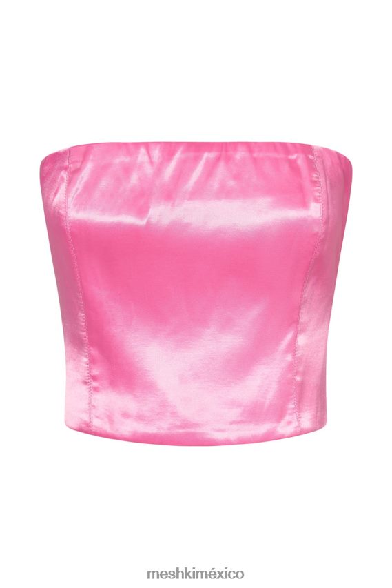 Meshki top de tubo de satén monique rosa chicle ropa H48F8H1025