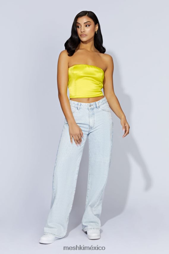 Meshki top de tubo de satén monique verde fresco ropa H48F8H1090